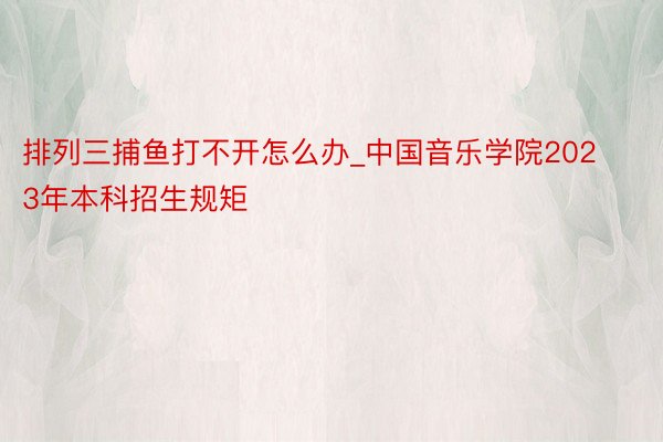 排列三捕鱼打不开怎么办_中国音乐学院2023年本科招生规矩